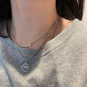 💎new 925 Sterling Silver Vintage Elephant Necklace